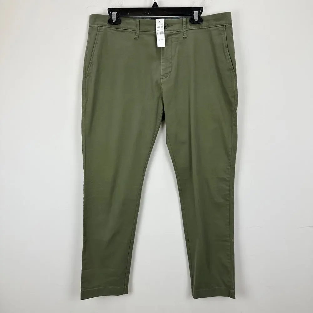 J.Crew 484 Slim Fit Stretch Chino Pant Khaki Green Cotton Mens W 34 L 30 NWT